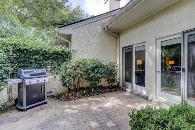 view of patio with area for grilling