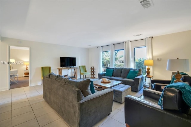 view of tiled living room