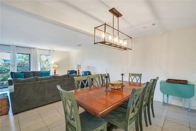 view of tiled dining area