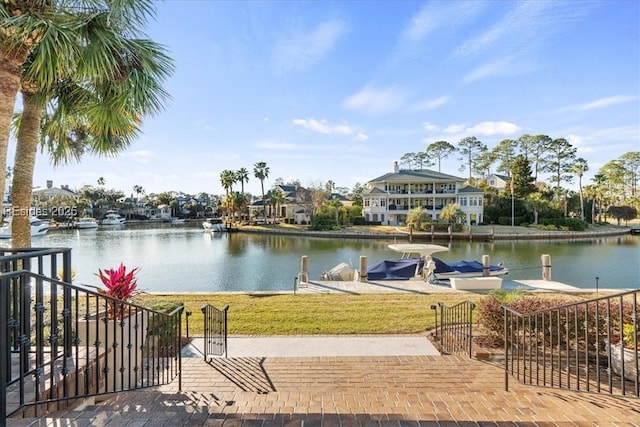 exterior space featuring a boat dock