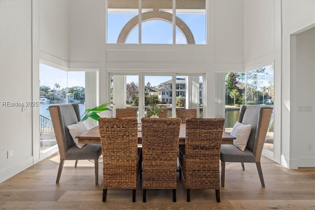 sunroom with a water view