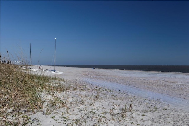 view of water feature with a view of the beach