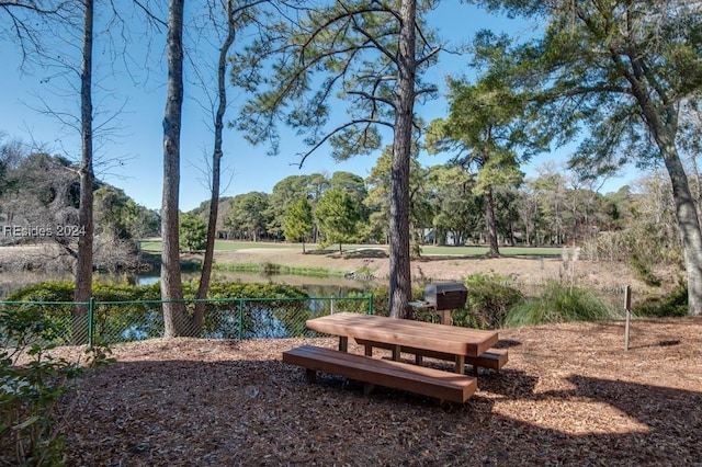 view of property's community with a water view