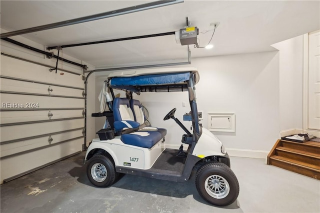 garage with a garage door opener