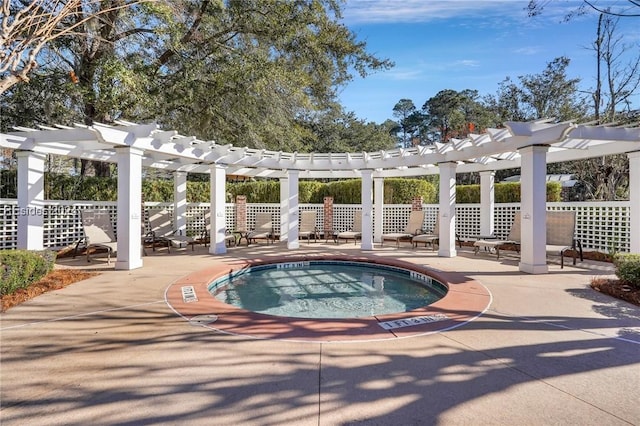 view of pool featuring a patio and a pergola