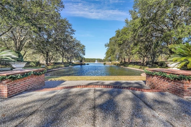 view of property's community with a water view