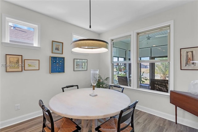 dining room with dark wood-type flooring