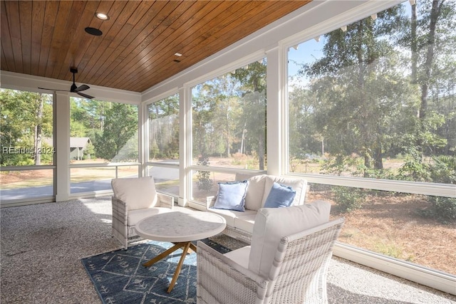 sunroom / solarium featuring wooden ceiling