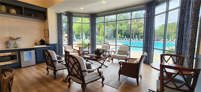 interior space with light hardwood / wood-style flooring