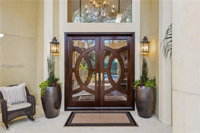 entrance to property with french doors