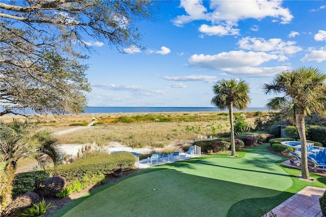 view of property's community with a water view