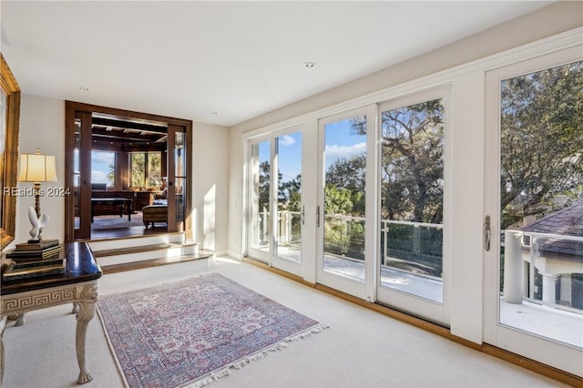 entryway with carpet