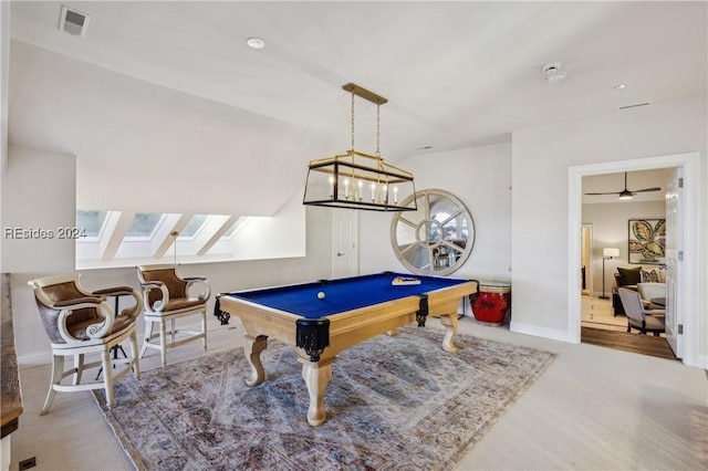 rec room featuring pool table