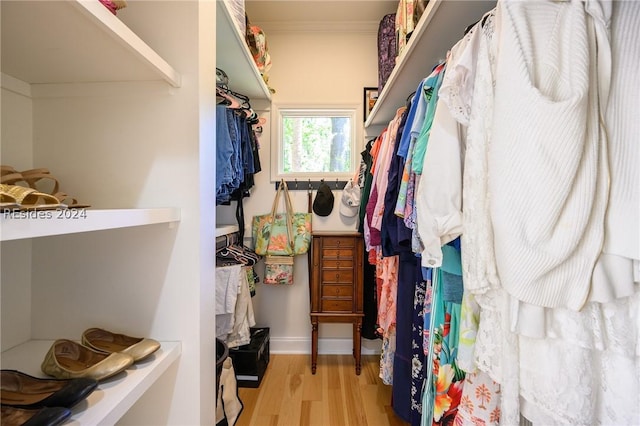 spacious closet with light wood-type flooring