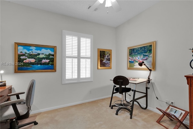 office area with light colored carpet