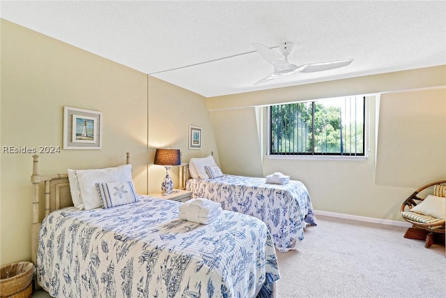 bedroom featuring carpet floors and ceiling fan