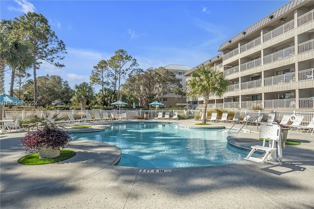 view of pool with a patio area