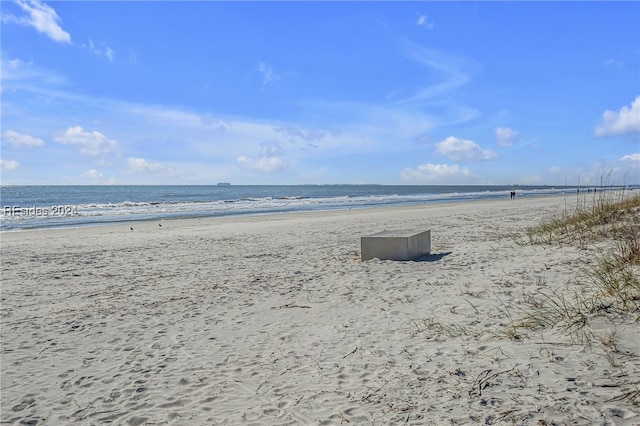 property view of water featuring a beach view