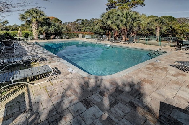 view of pool featuring a patio