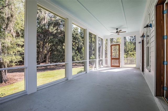 view of unfurnished sunroom