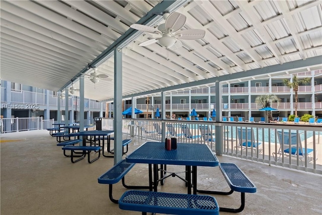 view of patio with ceiling fan