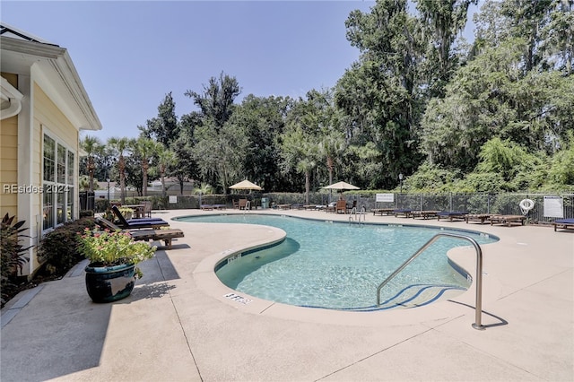 view of pool featuring a patio