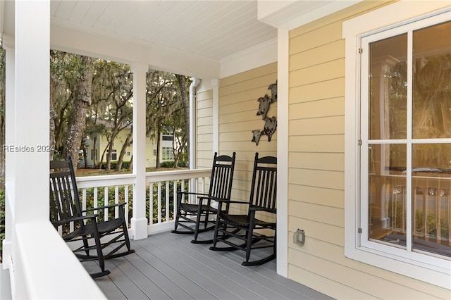 deck featuring a porch