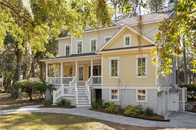 view of front of property with covered porch