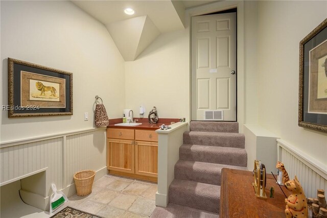 interior space with sink and radiator