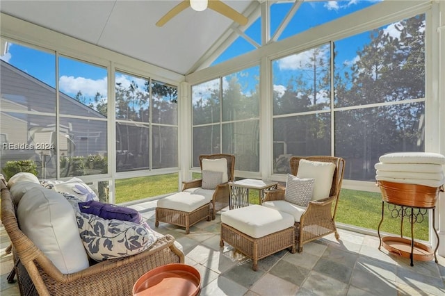 50 Gleneagle Ct, Bluffton, SC 29909 - sunroom featuring vaulted ceiling and ceiling fan