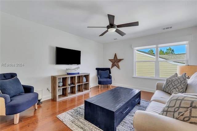 50 Gleneagle Ct, Bluffton, SC 29909 - living room with hardwood / wood-style floors and ceiling fan