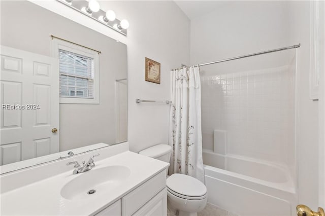 full bathroom featuring vanity, toilet, and shower / bath combo