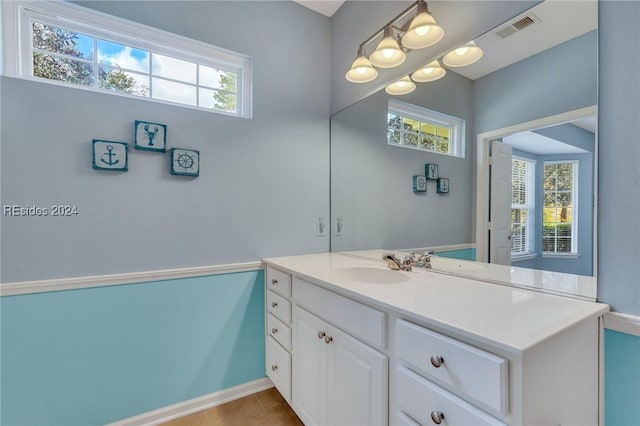 bathroom featuring vanity and tile patterned floors