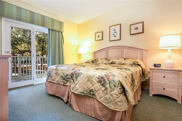 carpeted bedroom with access to outside