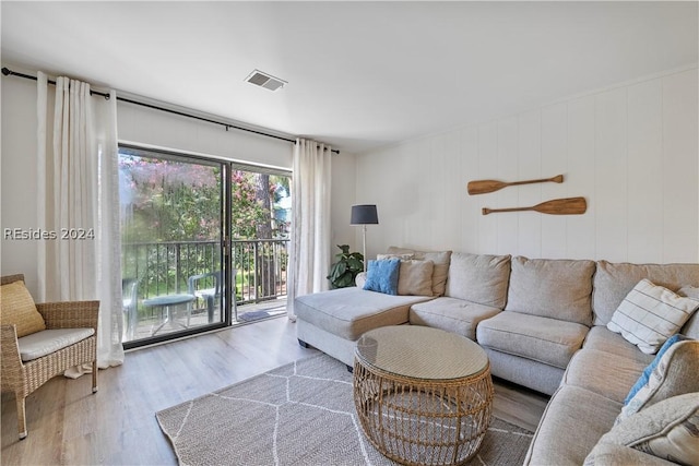 living room with wood-type flooring