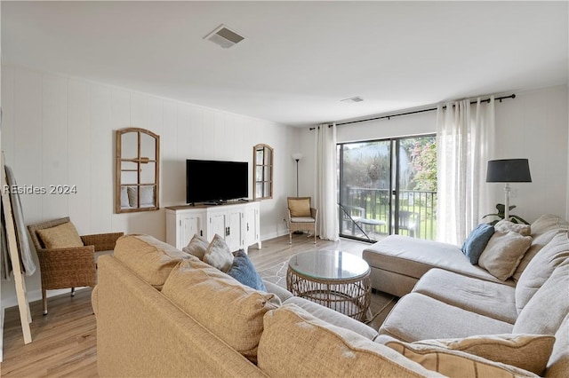 living room featuring light hardwood / wood-style floors