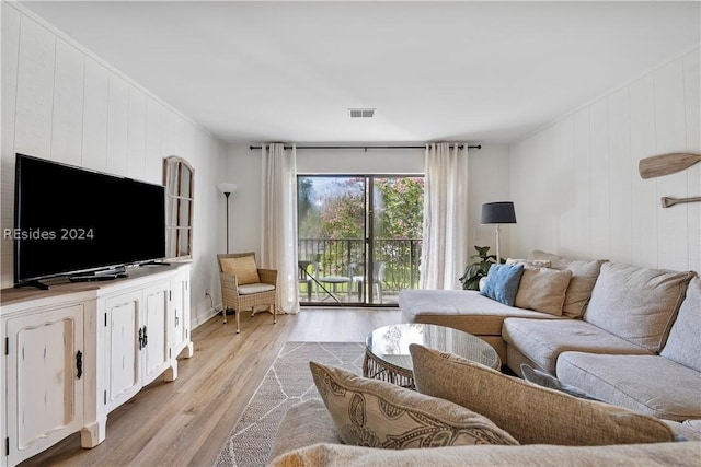 living room featuring light hardwood / wood-style flooring