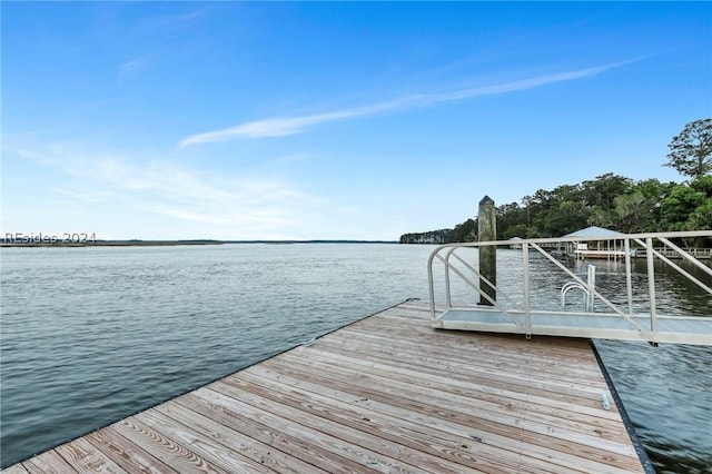 view of dock featuring a water view