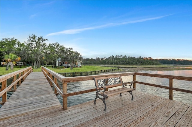 dock area featuring a water view