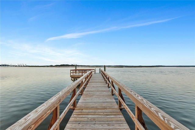 dock area featuring a water view