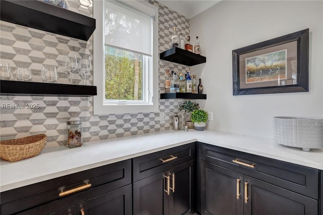 bar with decorative backsplash