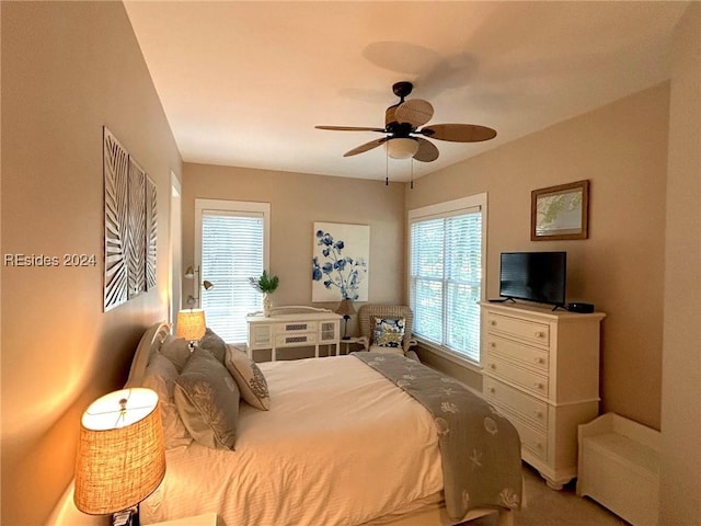 bedroom featuring ceiling fan