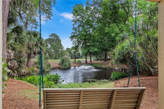 view of property's community with a water view