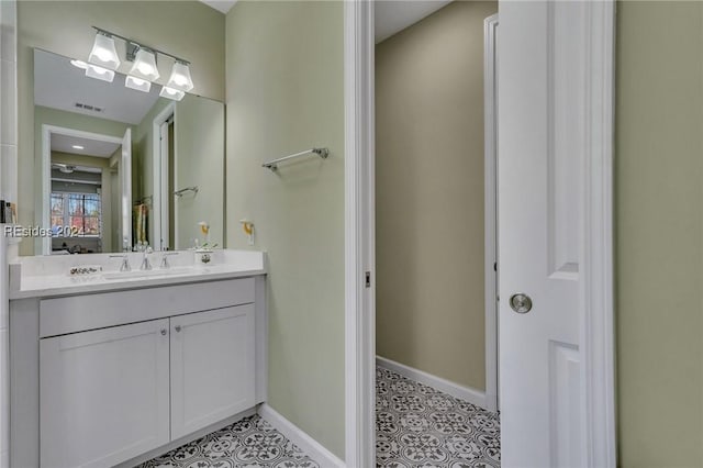 bathroom featuring vanity and tile patterned floors