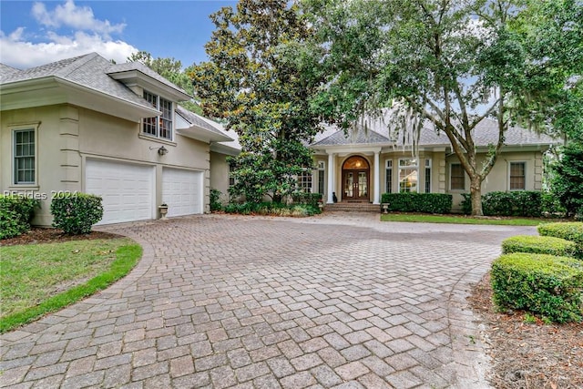 view of front of house with a garage