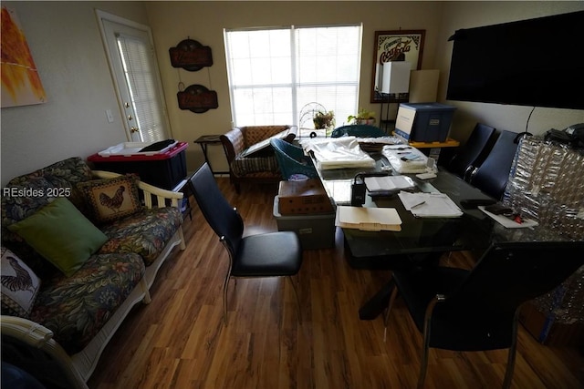 dining area featuring dark hardwood / wood-style floors