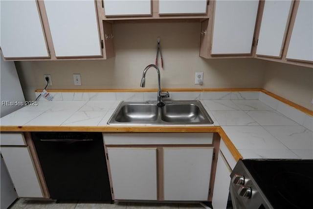 kitchen featuring white cabinetry, sink, stainless steel range with electric cooktop, and dishwasher