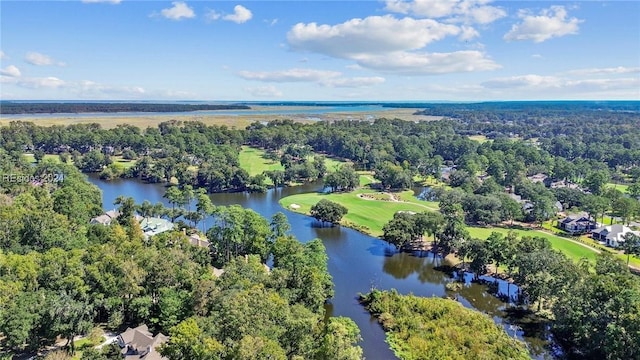 bird's eye view featuring a water view