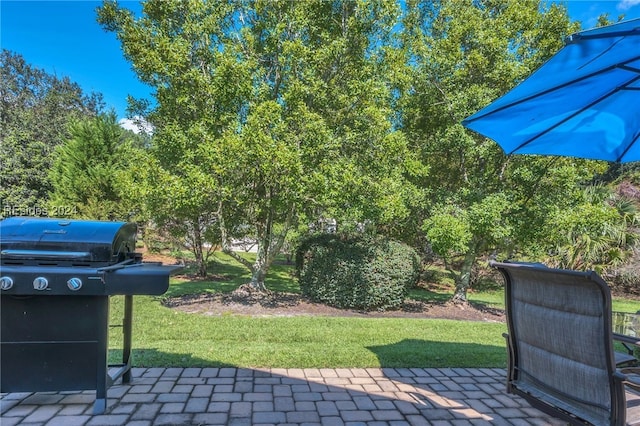 view of patio / terrace featuring a grill