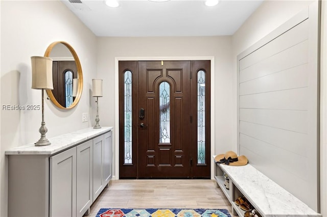 foyer featuring light wood-type flooring